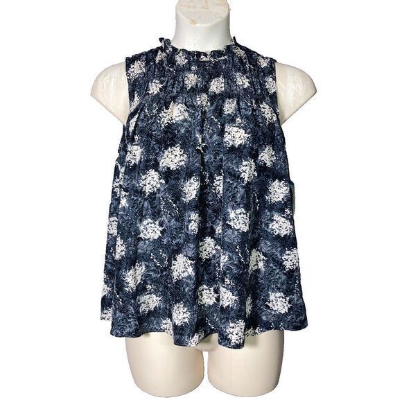 Joie Tops - Joie Women's Baltic Print Fern Floral Babydoll Sleeveless Smocked Ruffled Blouse